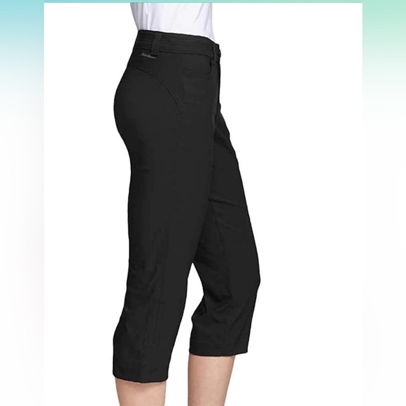 EDDIE BAUER women’s rainier Capri black / pockets wicking stretch size 4 - Picture 1 of 13